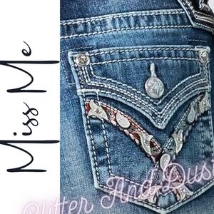 Miss Me Betsy Paisley Flag Pocket Bootcut Jeans